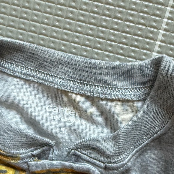 Carter's|Babt boy/toddler Gray and Yellow footie pajamas with Construction Motif - Picture 7 of 7